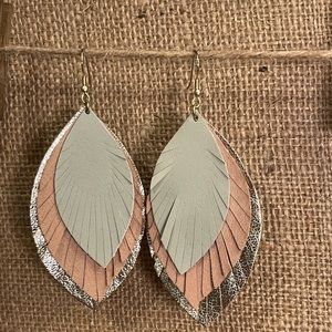 Feathered Fringe Earrings, blush 😊